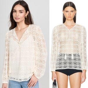 Frame Lace Tassel Popover Shirt Sz S